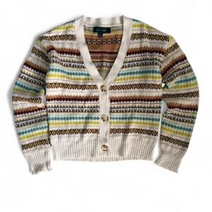 Coquette grandpa cardigan fair isle striped cropped — Size M